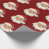 Retro Santa Face Christmas Red Geschenkpapier (Ecke)