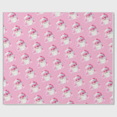 Retro Santa Face Peace Sign Christmas Pink Geschenkpapier (Flach)