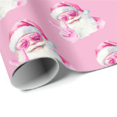Retro Santa Face Peace Sign Christmas Pink Geschenkpapier (Rolleneckpunkt)