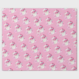 Retro Santa Face Peace Sign Christmas Pink Geschenkpapier