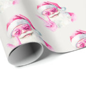 Retro Santa Face Peace Sign Christmas White Geschenkpapier (Rolleneckpunkt)