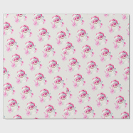 Retro Santa Face Peace Sign Christmas White Geschenkpapier