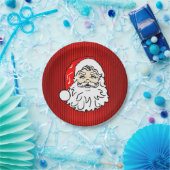 Retro Santa Face Red Pappteller (Party)