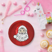 Retro Santa Face Red Pappteller (Party)