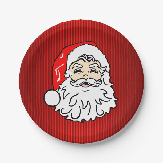 Retro Santa Face Red Pappteller (Vorderseite)