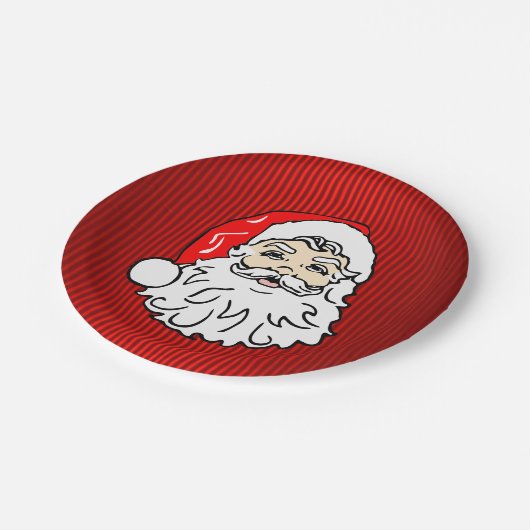 Retro Santa Face Red Pappteller (Schrägansicht)