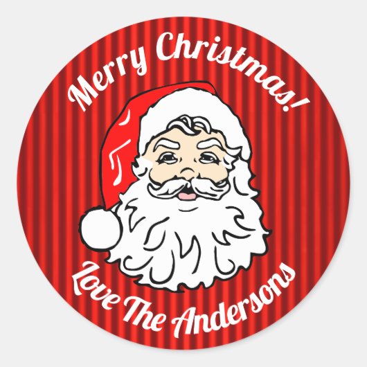 Retro Santa Face Red Personalised Runder Aufkleber (Vorderseite)