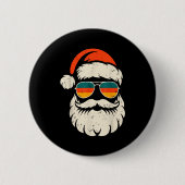 Retro Santa Face Sungles Funny Christmas Family Ou Button (Vorderseite)