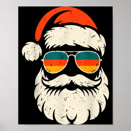 Retro Santa Face Sungles Funny Christmas Family Ou Poster (Vorne)