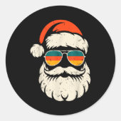 Retro Santa Face Sungles Funny Christmas Family Ou Runder Aufkleber (Vorderseite)