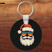 Retro Santa Face Sungles Funny Christmas Family Ou Schlüsselanhänger (Vorderseite)