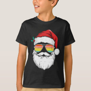 Retro Santa Face Sungles Weihnachten Weihnachten W T-Shirt