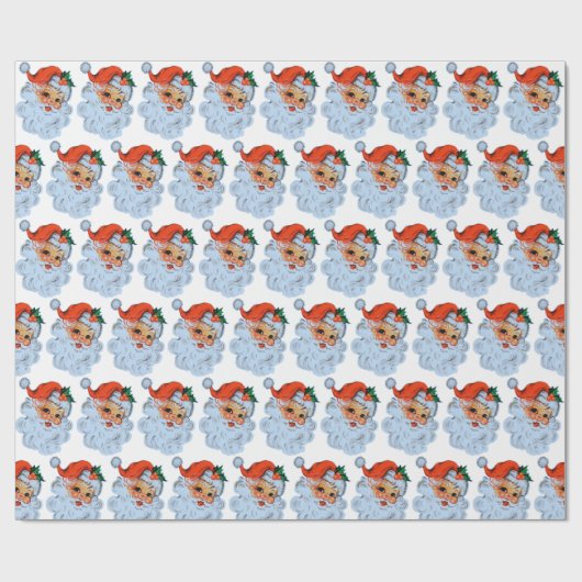 Retro Santa face Weihnachten Geschenkpapier (Flach)