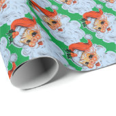 Retro Santa face Weihnachten Geschenkpapier (Rolleneckpunkt)