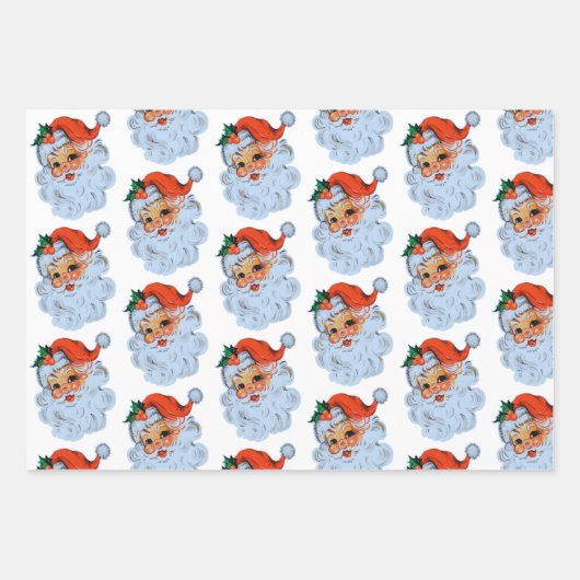 Retro Santa face Weihnachten Geschenkpapier Set (Vorderseite 3)