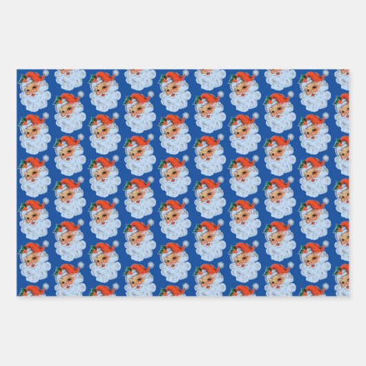 Retro Santa face Weihnachten Geschenkpapier Set (Vorderseite 3)