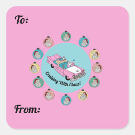 Retro Santa Favor Quadratischer Aufkleber