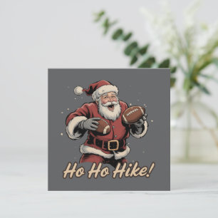 Retro Santa Football Spieler Ho Ho Wandern Weihnac Feiertagskarte
