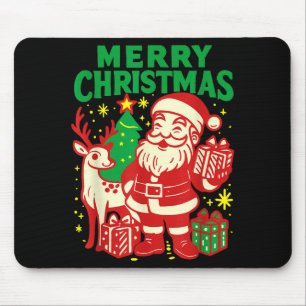 Retro Santa Frohe Weihnachten Vintage Feiertagsgra Mousepad