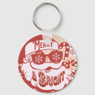 Retro Santa Fröhlich und Hell Groovy Schlüsselanhänger