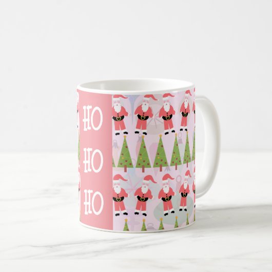 Retro Santa Fun Holiday Pattern Retro Kaffeetasse (VorderseiteRechts)