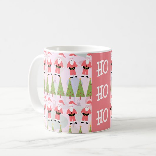 Retro Santa Fun Holiday Pattern Retro Kaffeetasse (Vorderseite Links)