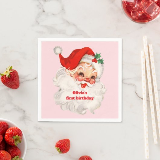Retro Santa Geburtstag Serviette (Beispiel)
