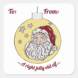 Retro Santa (gelb) Quadratischer Aufkleber