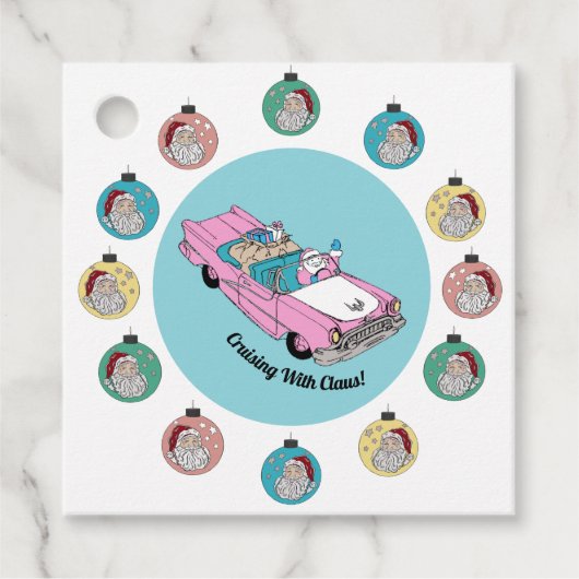 Retro Santa Geschenkanhänger (Vorderseite)