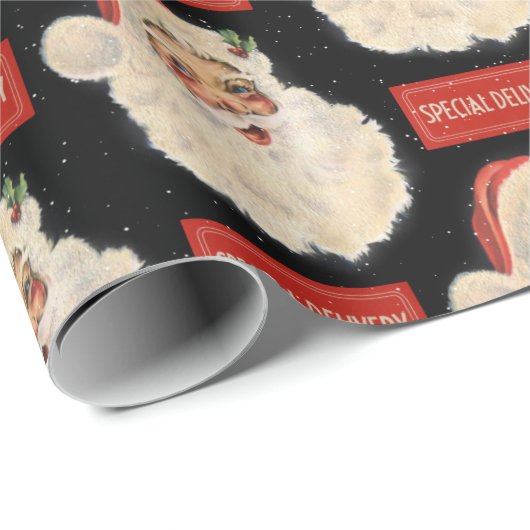 Retro Santa Geschenkpapier (Rolleneckpunkt)