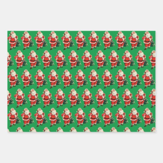 Retro Santa Geschenkpapier Set (Vorderseite 2)