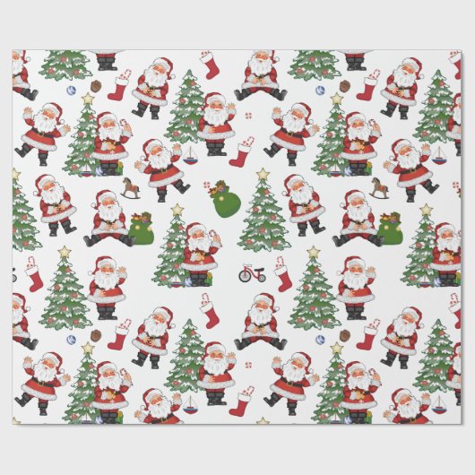 Retro Santa Gift Wrap Geschenkpapier (Flach)
