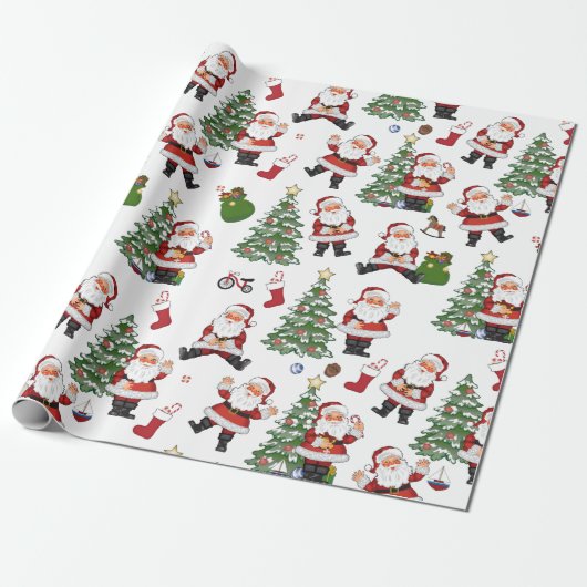 Retro Santa Gift Wrap Geschenkpapier (Ungerollt)