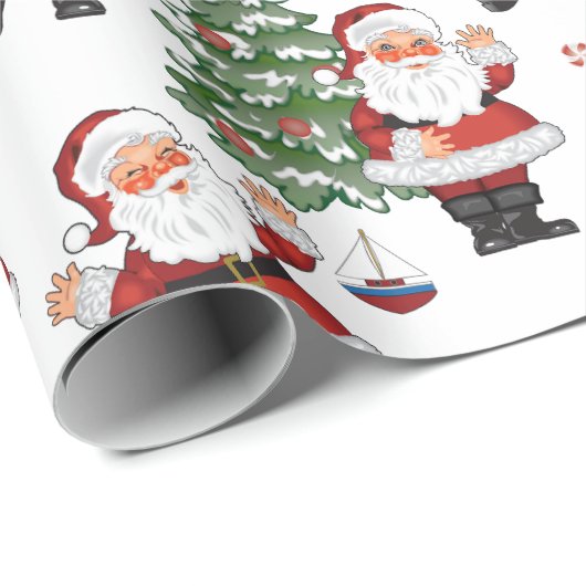 Retro Santa Gift Wrap Geschenkpapier (Rolleneckpunkt)