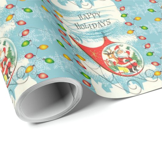 Retro Santa Helicopter Schifffahrtsgesellschaft Lu Geschenkpapier (Rolleneckpunkt)