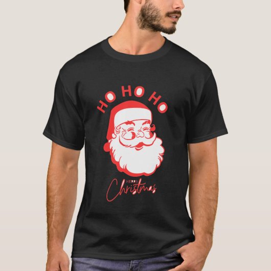Retro Santa Ho Ho Ho Frohe Weihnachten T - Shirt (Vorderseite)