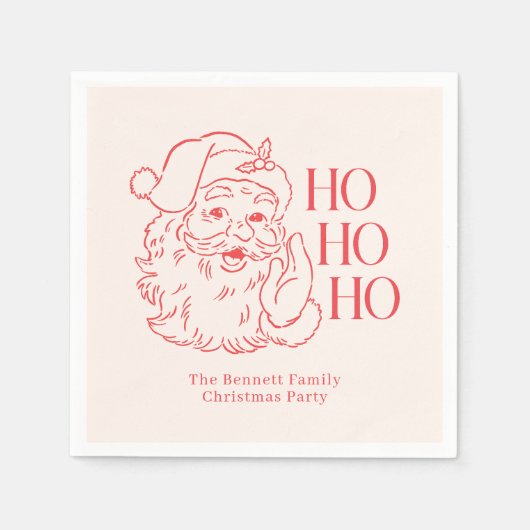 Retro Santa "Ho Ho Ho Ho" Weihnachten Serviette (Vorderseite)