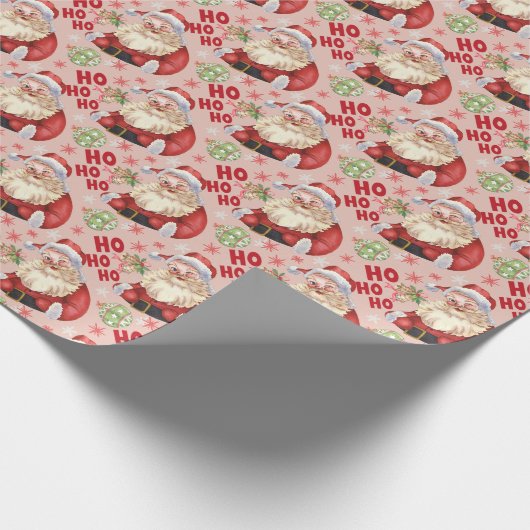 Retro Santa ho ho ho Weihnachtsgeschenk Geschenkpapier (Ecke)