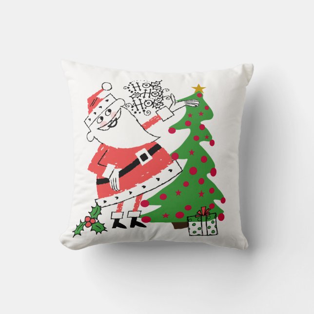 Retro Santa Ho Ho Weihnachtsfeiertag Pillow Kissen (Vorderseite)