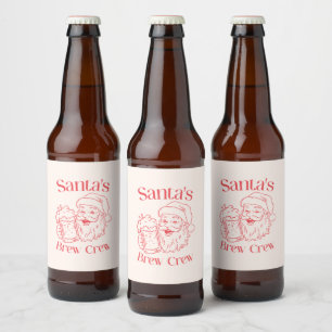 Retro Santa Holiday Bierflaschenetikett