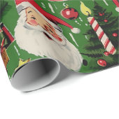 Retro Santa Holiday Delikatessen 2 Geschenkpapier (Rolleneckpunkt)