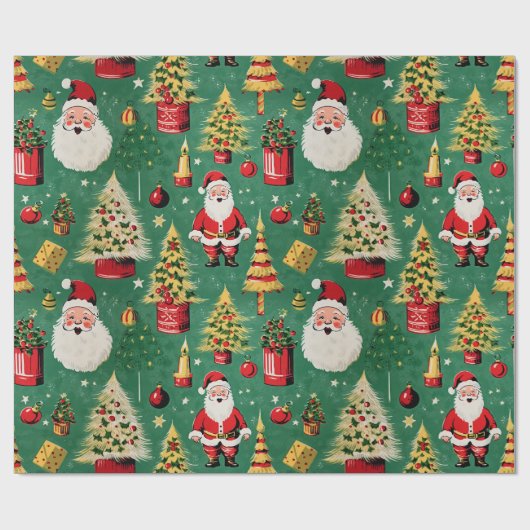 Retro Santa Holiday Geschenkpapier (Flach)