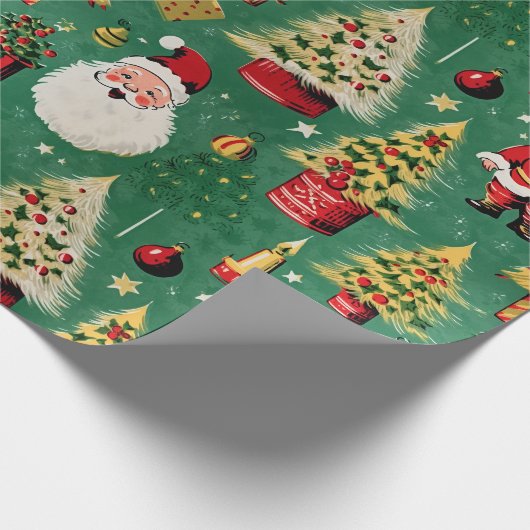 Retro Santa Holiday Geschenkpapier (Ecke)