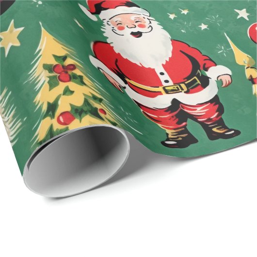 Retro Santa Holiday Geschenkpapier (Rolleneckpunkt)
