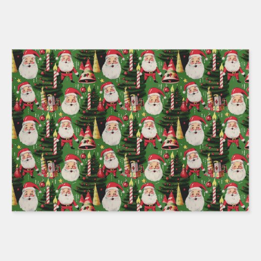 Retro Santa Holiday Geschenkpapier Set (Vorderseite 3)