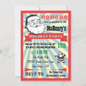 Retro Santa Holiday Party Einladungen (Vorderseite)