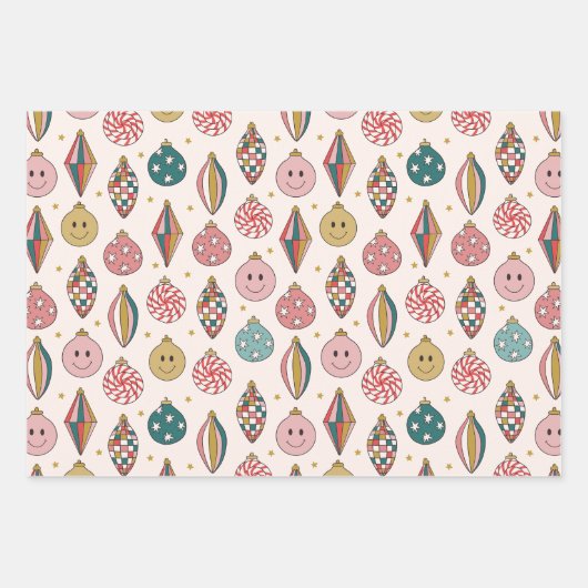 Retro Santa Holiday Wrapping Paper Geschenkpapier Set (Vorderseite 2)