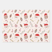 Retro Santa Holiday Wrapping Paper Geschenkpapier Set (Vorderseite)
