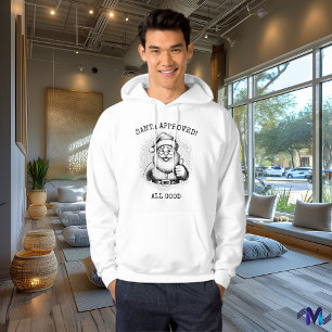 Retro Santa Hoodie - Vintage Halftone Schwarz Desi
