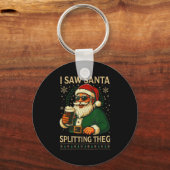 Retro Santa I Saw Santa Split The G Drinking Ugly Schlüsselanhänger (Vorderseite)